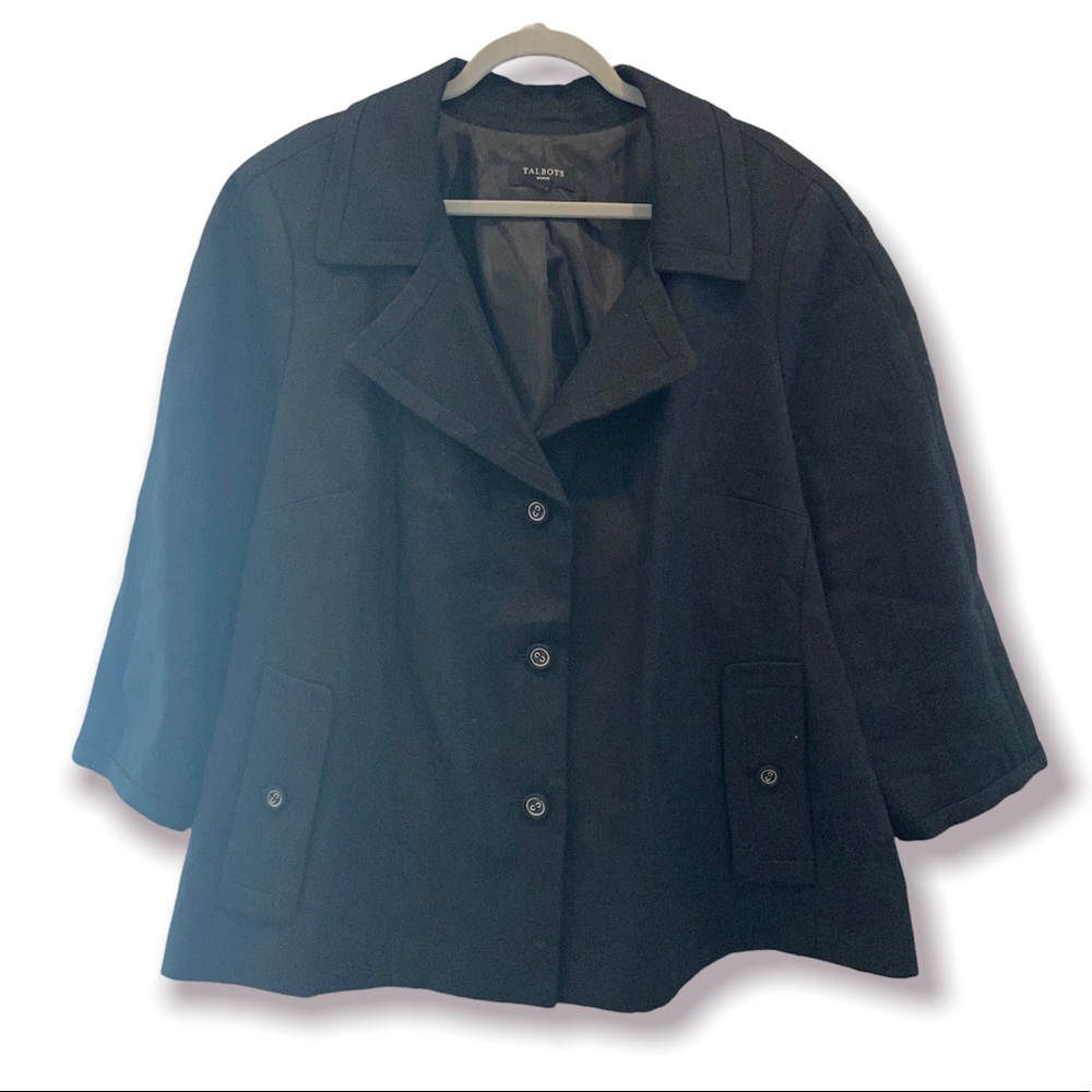 Talbots Woman The Jacket Fit Black Linen Blazer Jacket